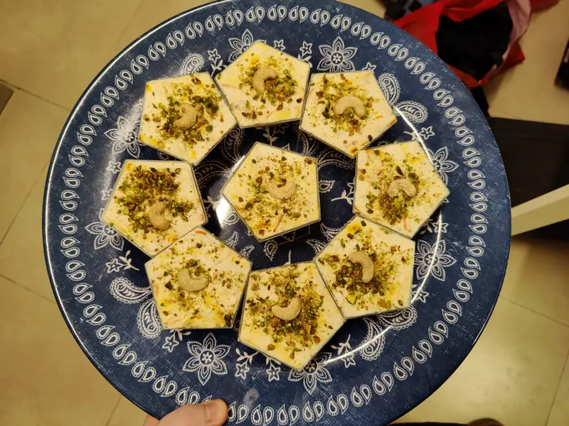 Indian milk dessert with pistachios