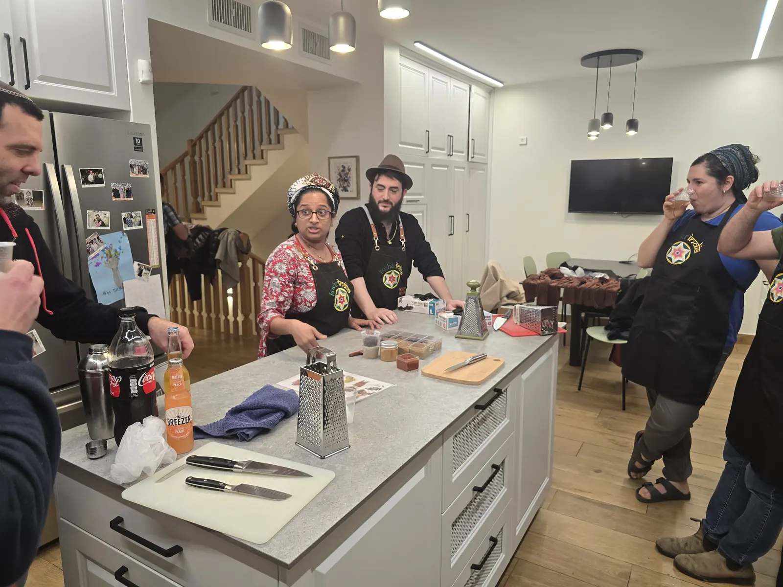 Leron and Binyamin speaking to a group