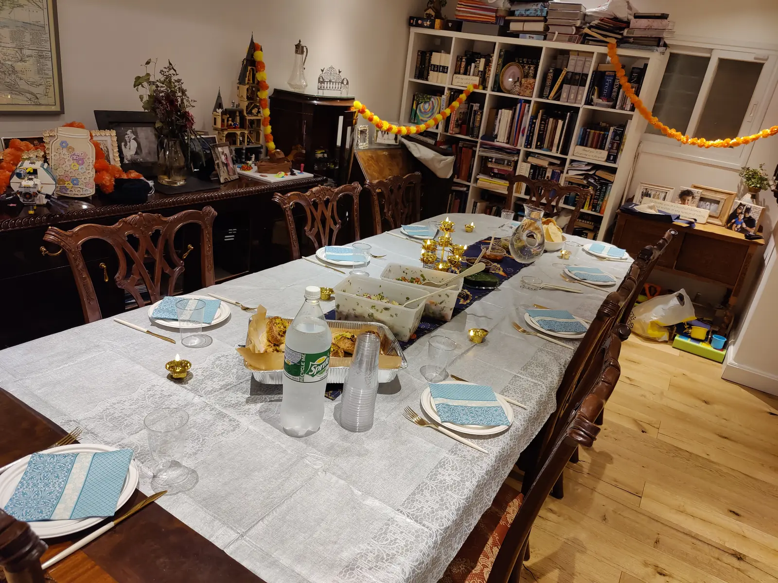 A festive Indian table set in a family home
